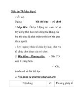 Giáo án Thể dục lớp 4 - Tiết: 18. Ngày: bài thể dục - trò chơI pot