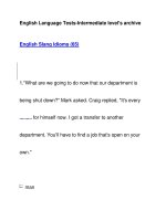 English Language Tests-Intermediate level''''s archiveEnglish Slang Idioms (65) pps