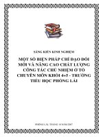 skkn một số biện pháp chỉ đạo đổi mới và nâng cao chất lượng công tác chủ nhiệm ở tổ chuyên môn khối 4+5 - trường tiểu học phổng lái