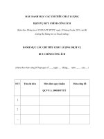 MẪU DANH MỤC CÁC CHỈ TIÊU CHẤT LƯỢNG DỊCH VỤ BƯU CHÍNH CÔNG ÍCH potx