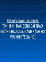 TÌNH HÌNH mắc BỆNH đái THÁO ĐƯỜNG hậu QUẢ, GÁNH NẶNG đối với KINH tế xã hội