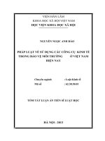 tóm tắt luân án tiến sĩ pháp luật về sử dụng các công cụ kinh tế trong bảo vệ môi trường ở việt nam hiện nay