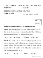 ĐỀ THI THỬ ĐẠI HỌC MÔN VẬT LÝ NĂM 2011 SỞ GD&ĐT THÁI NGHUYÊN TRƯỜNG THPT LƯƠNG NGỌC QUYẾN doc