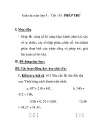 Giáo án toán lớp 5 - Tiết 151: PHÉP TRỪ doc