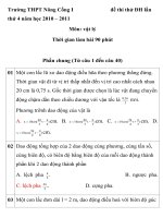 Trường THPT Nông Cống đề thi thử đh thứ 4 năm học 2010 – 2011 . pot