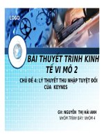 Thuyết trình Kinh tế vĩ mô: Lý thuyết thu nhập tuyệt đối của Keynes