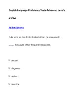English Language Proficiency Tests-Advanced Level''''sarchiveAt the Doctors ppt