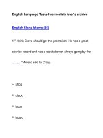 English Language Tests-Intermediate level''''s archiveEnglish Slang Idioms (35) pps