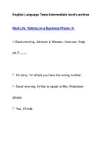 English Language Tests-Intermediate level''''s archiveReal Life: Talking on a Business ppsx