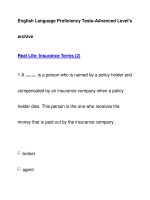 English Language Proficiency Tests-Advanced Level''''sarchiveReal Life: Insurance Terms (2) pdf