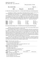 KIỂM TRA HỌC KỲ I Môn: TIẾNG ANH - Lớp 12 (CB & NC) potx