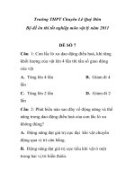 Bộ đề ôn thi tốt nghiệp môn vật lý Trường THPT Chuyên Lê Quý Đôn - ĐỀ SỐ 7 pdf