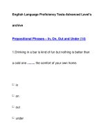English Language Proficiency Tests-Advanced Level''''sarchivePrepositional Phrases – In, On, Out pptx