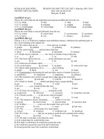 ĐỀ KIỂM TRA MỘT TIẾT LẦN THỨ 3 - TRƯỜNG THPT GIA NGHĨA docx