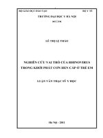 Nghiên cứu vai trò của rhinovirus trong khởi phát cơn hen cấp ở trẻ em