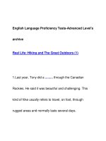 English Language Proficiency Tests-Advanced Level''''sarchiveReal Life: Hiking and The Great pps