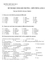 ĐỀ THI HỌC SINH GIỎI TRƯỜNG – MÔN TIẾNG ANH 12 Năm học 2010-2011 doc