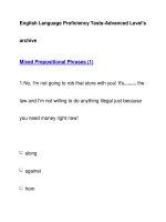 English Language Proficiency Tests-Advanced Level''''sarchiveMixed Prepositional Phrases (1) pptx
