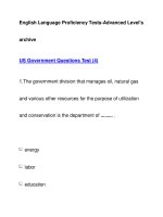 English Language Proficiency Tests-Advanced Level''''sarchiveUS Government Questions Test doc