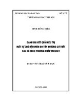 Đánh giá kết quả điều trị mất tự chủ hậu môn do tổn thương cơ thắt sau đẻ theo phương pháp musset
