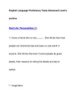 English Language Proficiency Tests-Advanced Level''''sarchiveReal Life: Personalities (1) ppt