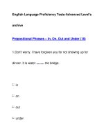 English Language Proficiency Tests-Advanced Level''''sarchivePrepositional Phrases – In, On, Out doc