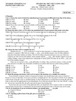 ĐỀ KIỂM TRA THỬ CHẤT LƯỢNG HKI NĂM HỌC : 2010 - 2011 MÔN THI : TIẾNG ANH - LỚP 12 - TRƯỜNGTHPT KIÊM TÂN ppt