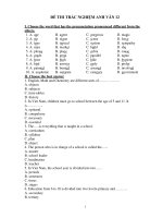 ĐỀ THI TRẮC NGHIỆM ANH VĂN 12 docx