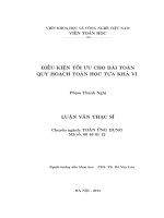 ﻿Điều kiện tối ưu cho bài toán quy hoạch toán học tựa khả vi