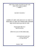 tóm tắt luận án tiến sĩ hóa học nghiên cứu điều chế, khảo sát cấu trúc và tính chất của bột titan đioxit biến tính bởi một số ion kim loại chuyển tiếp