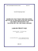 Thực trạng thiếu dinh dưỡng, một số yếu tố liên quan và đề xuất giải pháp can thiệp ở trẻ em dưới 5 tuổi tại huyện việt yên   bắc giang, 2006 2008