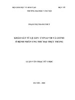 Khảo sát tỷ lệ gen CYP1A1 2b và GSTM1 ở bệnh nhân ung đại trực tràng