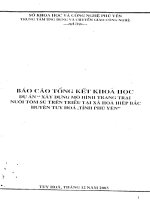 Xây dựng mô hình trang trại nuôi tôm sú trên triều tại xã Hòa Hiệp Bắc huyện Tuy Hòa, tỉnh Phú Yên