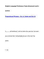 English Language Proficiency Tests-Advanced Level''''sarchivePrepositional Phrases – On, In, pot