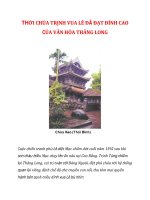 THỜI CHÚA TRỊNH VUA LÊ ĐÃ ĐẠT ĐỈNH CAO CỦA VĂN HÓA THĂNG LONG_1 doc