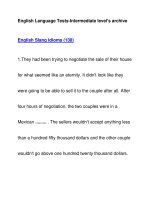 English Language Tests-Intermediate level''''s archiveEnglish Slang Idioms (130) pptx