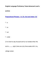 English Language Proficiency Tests-Advanced Level''''sarchivePrepositional Phrases – In, On, Out pps