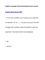 English Language Tests-Intermediate level''''s archiveEnglish Slang Idioms (289) potx