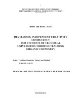 development of independent creativity for students of the universities of technology via teaching and studying organic chemistry.