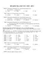 ĐỀ KIỂM TRA ANH VĂN 1 TIẾT – ĐỀ 2 pps
