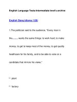 English Language Tests-Intermediate level''''s archiveEnglish Slang Idioms (128) potx