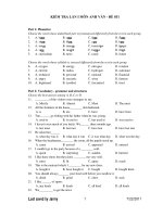 KIỂM TRA LẦN I MÔN ANH VĂN - ĐỀ 031 pdf