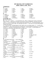 ĐỀ THI MẪU TỐT NGHIỆP 2011 MÔN: TIẾNG ANH – SỐ 4 pptx