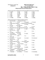 KIỂM TRA HỌC KÌ I MÔN TIẾNG ANH doc