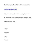 English Language Tests-Intermediate level''''s archiveEnglish Slang Idioms (36) pps