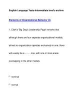 English Language Tests-Intermediate level''''s archiveElements of Organizational Behavior (2) ppsx