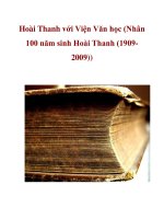 Hoài Thanh với Viện Văn học (Nhân 100 năm sinh Hoài Thanh (19092009)) ppsx