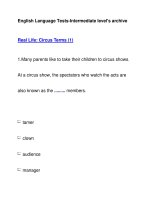 English Language Tests-Intermediate level''''s archiveReal Life: Circus Terms (1) pptx