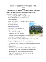 BÀI TẬP VỀ QUẢN TRỊ CHIẾN LƯỢC CỦA CÔNG TY CỔ PHẦN ĐƯỜNG BÌNH ĐỊNH