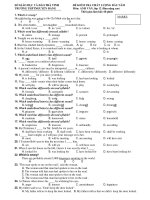 ĐỀ KIỂM TRA CHẤT LƯỢNG ĐẦU NĂM Môn: ANH VĂN - TRƯỜNG THPTNGUYỄN ĐÁNG potx